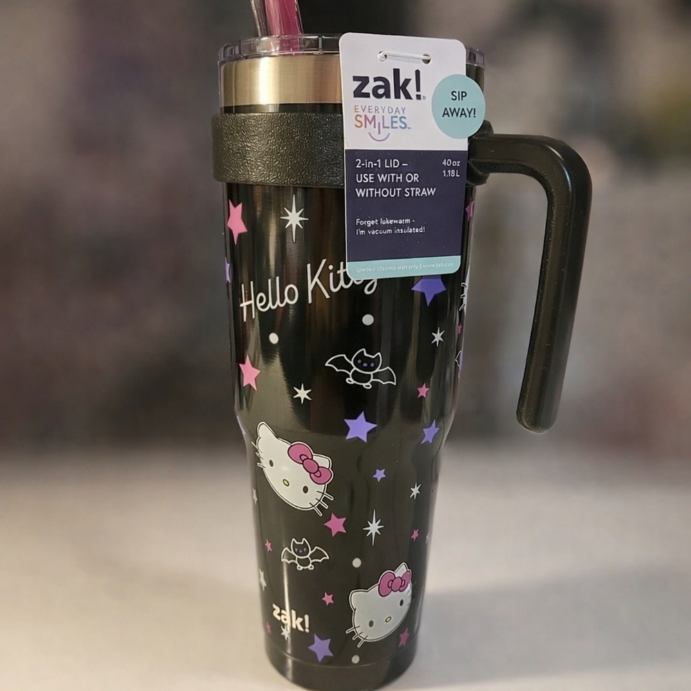 Zak! Hello Kitty Black Tumbler with Straw